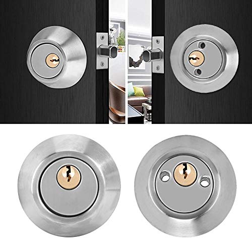 Security Door Lock, Double Cylinder Steel Anti-Thief Door Bolt with Lock on Both Side for Doors Home, Office Use(Silver) - Image 3