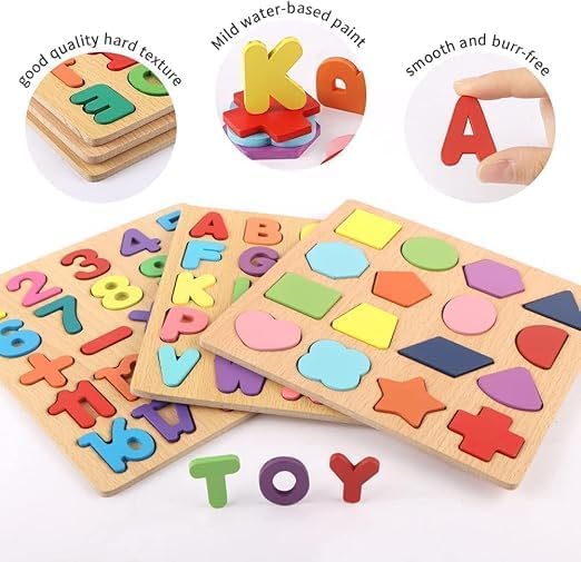 Image of Fun4You Wooden Shapes Puzzle Board for Kids | Montessori Shape Sorter | 16-Piece Learning Jigsaw Puzzle | Early Educational Brain Development Toy for Toddlers (Ages 2+ Years)