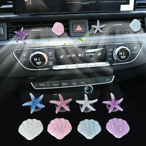 Image of 8Pcs Shell and Starfish Car Air Vent Clips, Colorful Ocean Series Car Air Freshener Vent Clip, Cute Car Interior Decoration Accessories(1.6inch /4cm)
