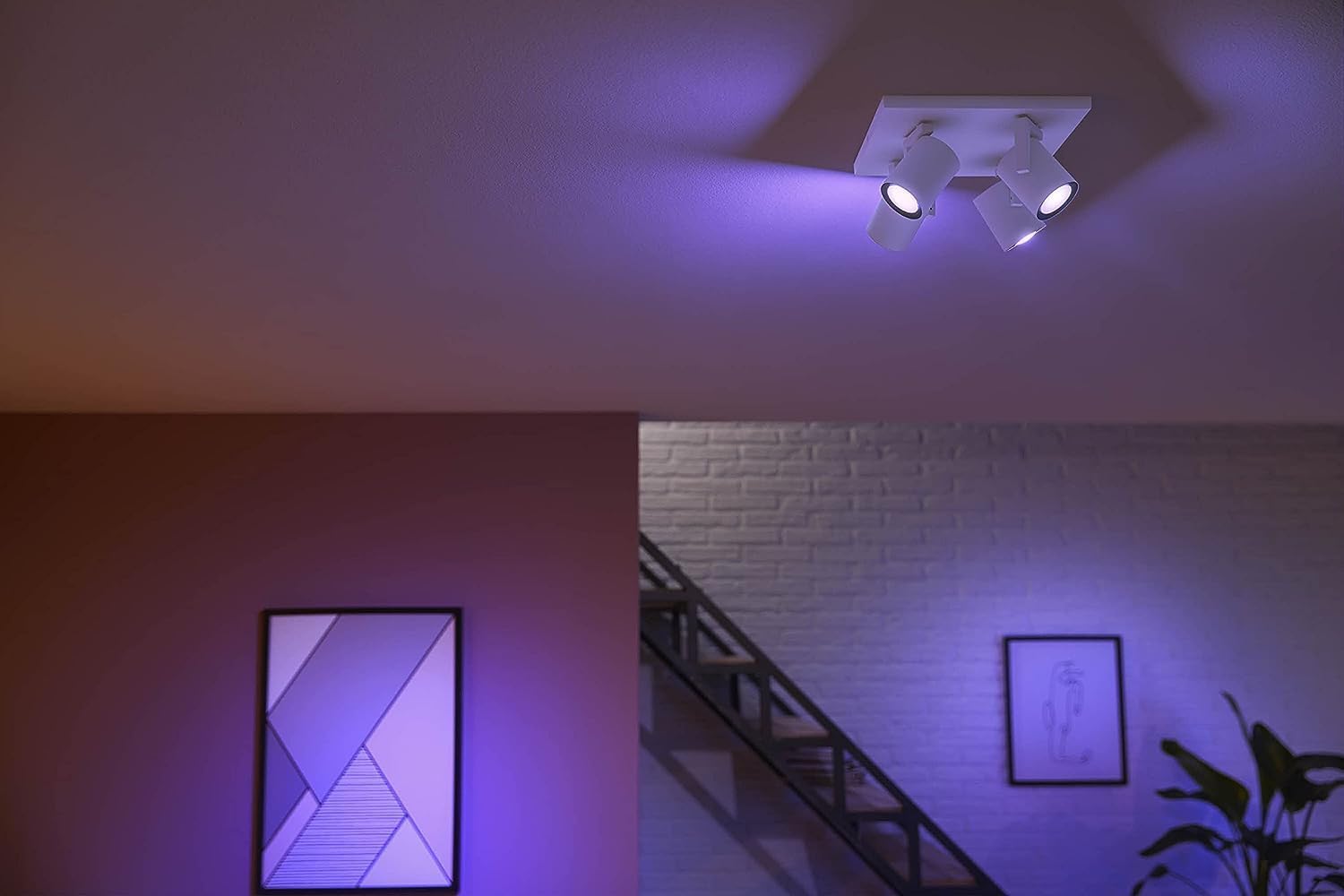 Philips Hue Argenta, Faretto LED da soffitto, Bianco, Confezione da 4 | Dimmerabile, 16 milioni di colori, Smart Home, Controllo vocale via app, Lampadina GU10 inclusa