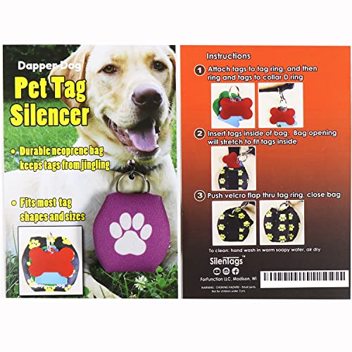 Image of Dapper Dog - Dog Tag Silencer with Tag Ring (Purple with White Paw Print)