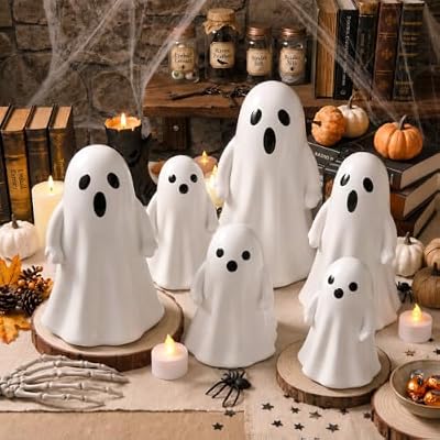 Set of 6 Ceramic Ghost Figurines