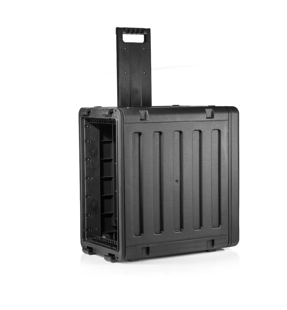 RackVault - Hartschalen Audiorack - 19 Zoll - 6U - 480 mm | mit Rollen und Trolley | Stapelbar Rack Gehäuse | Rackmount | Für industrielle und AV/Musik-Anwendungen | Schwarz