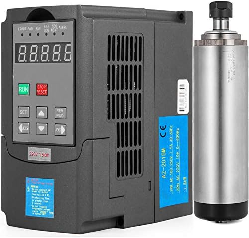 VEVOR Spindle Motor 2.2KW Square Air Cooled Spindle Motor ER20 Collect 24000 R/min & VFD Variable Frequency Drive 220V 2.2KW for CNC Router Engraving Milling Machine