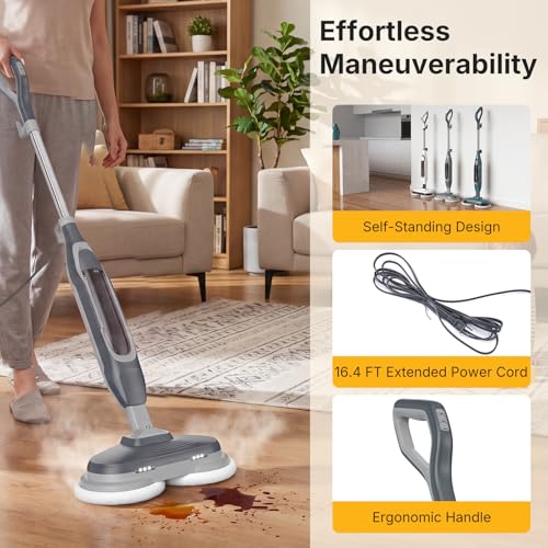 Image of NEWBULIG Scrubbing Steam Mop, Spin Steam Mops for Floor Cleaning with LED
