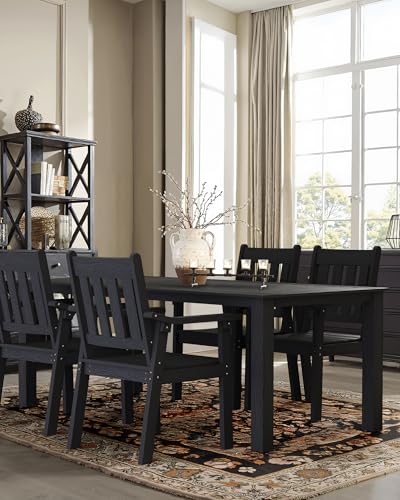 Image of YEFU Patio Dining Chairs Set of 4: All Weather Outdoor Dining Chairs with Wide Curved Seat and Backrest - Outdoor Furniture Plastic for Outside Backyard /Garden /Porch /Deck 350lbs Capacity Black