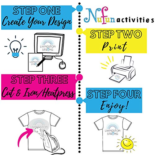 NuFun Activities Inkjet Printable Iron-On Heat Transfer Paper for T Shirts and Light Fabrics, Shirt Printing and DIY Projects - 8.5x11” - 50 Sheets - Thumbnail 7