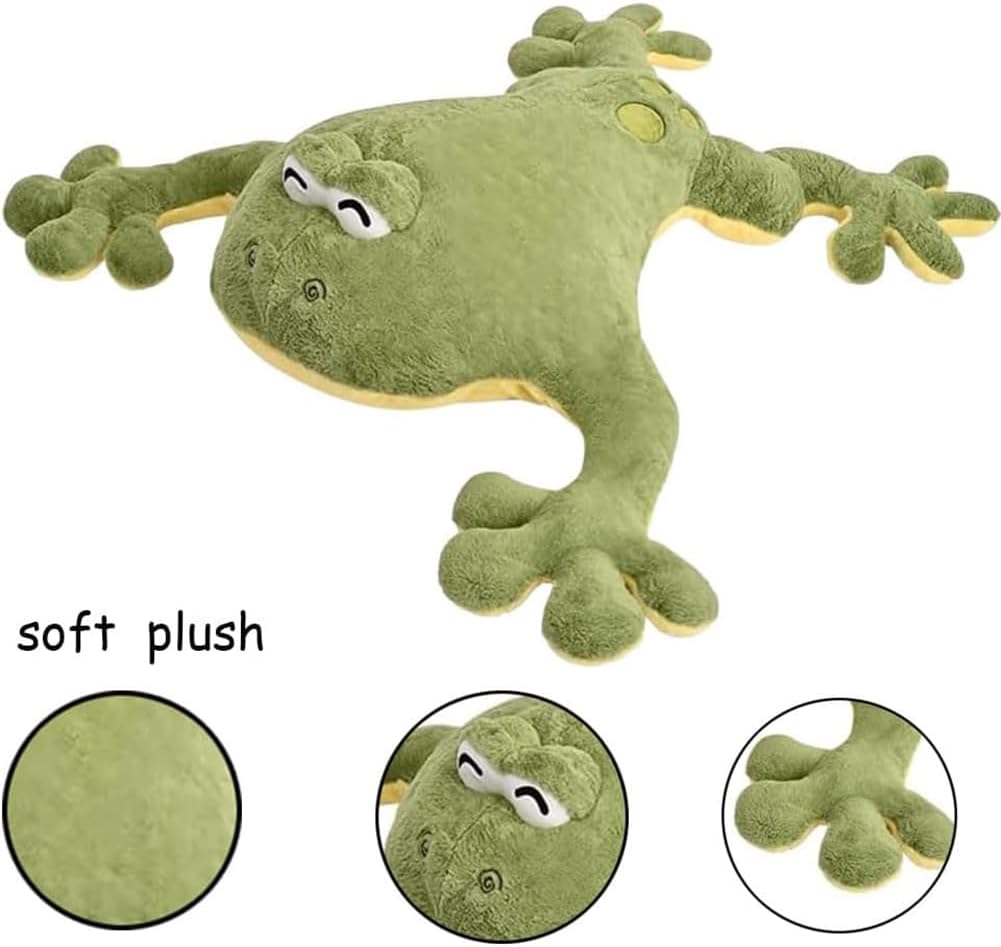 Large Frog Stuffed Animal Green Frog Plush Toy Frog Plushies Hugging Pillow Gift for Boys Girls (47.2in)