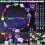 80 Pcs Valentines Day Gift Glow in the Dark Party Supplies Light Up Party Favors LED Light Up Glasses LED Flower Crown Headband Glowing Floral Wreath Crown Neon Flash Glasses for Wedding Birthday - Image 3