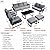 HOOOWOOO Aluminum Outdoor Patio Furniture Set,7 Piece Outside Mid Century Modern Couch,Weather Resistant Sofa Seating with Table Ottoman Cushion Arm,Grey Stripe