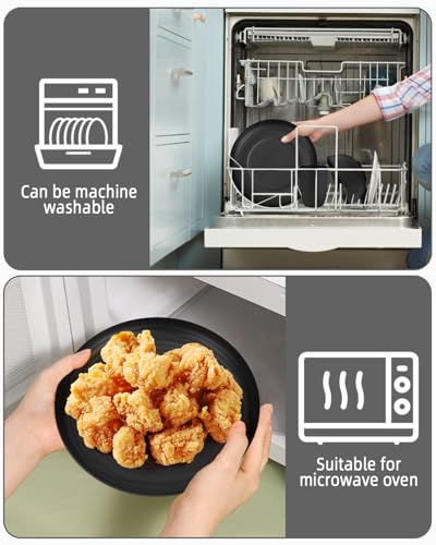 Camping Besteck Set, Camping Geschirr Schwarz, Edelstahl-Besteck, wiederverwendbarer Leichter Becher, spülmaschinenfest mit Becher, Schüssel, Teller und Tasche, Ideal für Outdoor, Picknick und Reisen