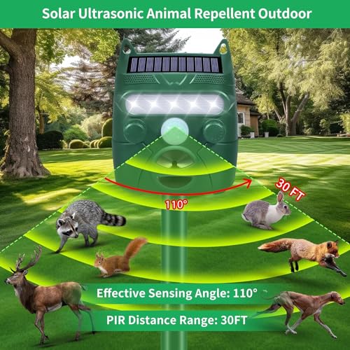Jahy2Tech NO.249 2 Pcs Solar Ultrasonic Animal Repellent Outdoor Cat Deterrent With Pir Motion Sensor Flash Light To Scare Away Cat Dog Raccoon Skunk Deer Rabbit, Deer Repellent Skunk Repellent Dog Repellent For Yard thumb #3