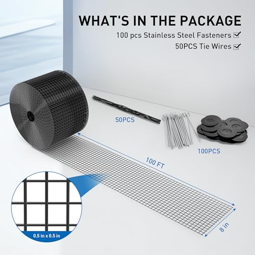 Zapstarz 8 inch x 100ft Solar Panel Bird Guard, Wire Mesh Critter Guard for Solar Panels with 100pcs Fasteners, PVC Coated Pigeon Barrier Netting Solar Panel Mesh Screen for Bird Proof Squirrel Fence by Zapstarz - Image 2