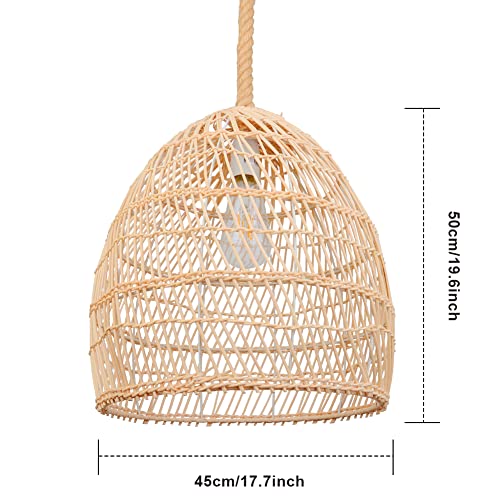 Littleglovo Handmade Rattan Pendant Lights, Natural Material Rattan Lamp,Round Ceiling Bamboo Pendant Light,Rattan Lights Suitable For E26/27 Lamp Holder (19.68X17.7 Inches)-1Pack Not Including Bulb #TOP6