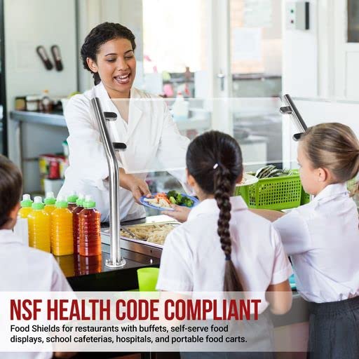 Sylvan Sneeze Guard - Buffet Food Guard & Customer Sneeze Shield Support Brackets - 2 Stainless Steel Posts