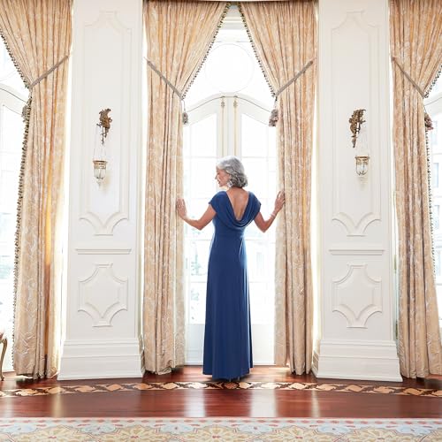 Image of Alex Evenings Women's Long Cowl Neckline Mother of The Bride Dress, Formal Event Gown (Petite and Regular Sizes)