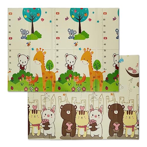 Relaxdays Spielmatte Tiere, faltbar, schadstofffrei, abwaschbar, 195 x 146 cm, XPE-Schaumstoff,...