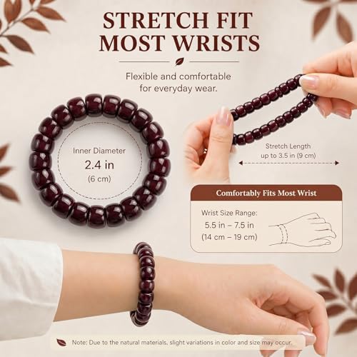 Image of Long tiantian Bodhi Fidget Bracelet for Women Natural Mudi Bodhi Seed Stretch Bracelets Protection Healing Jewelry Anxiety Relief Items