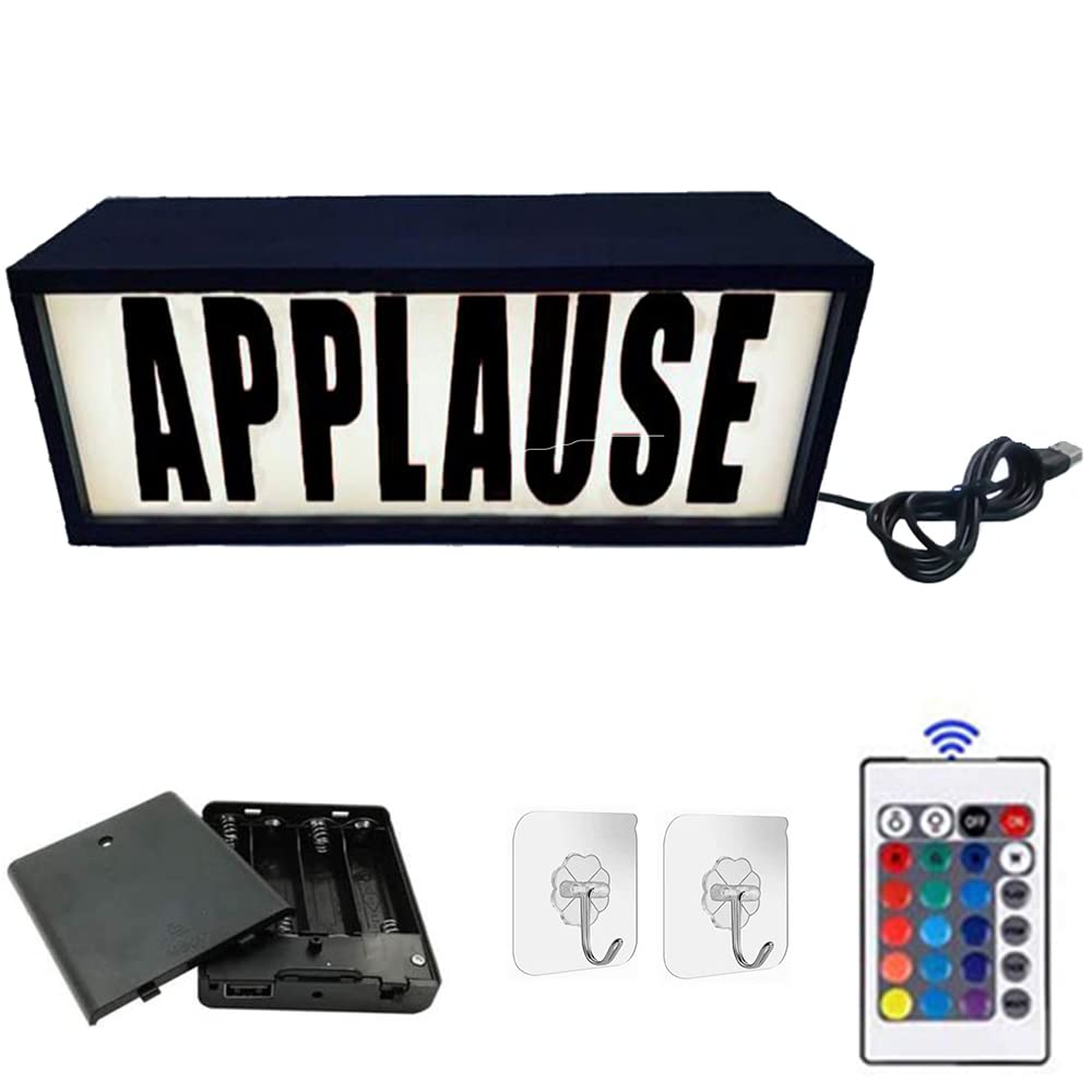APPLAUSE Clapping Hands, Movie Theater Home Light Up Plaque, Wall Hanging Neon Lights Box, LED Illuminated Sign, Battery- and USB-powered With Remote Control and Hooks, Many Lighting Modes, for Decor