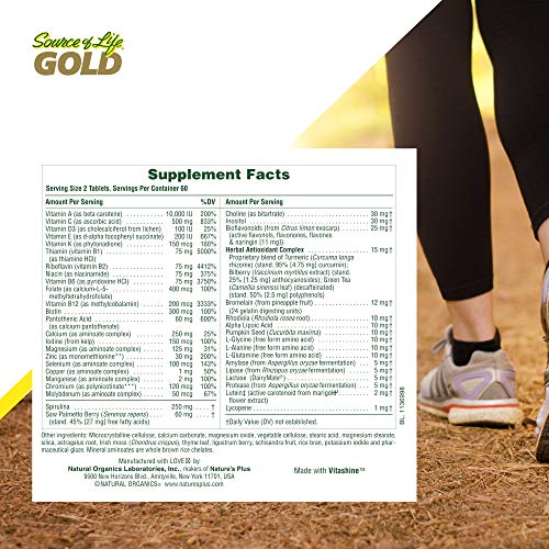 Naturesplus Source Of Life Men Multivitamin - 120 Vegetarian Tablets - Whole Food Supplement - Natural Energy Production & Overall Wellbeing For Men - Gluten-Free - 60 Servings #TOP3