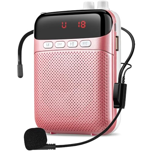 Kinizuxi Portable Voice Amplifier for Teachers,2400mAh Personal Amplifier Headset for Speaking Rechargeable PA System Microphone for Teachers/Training/Meeting/Tour Guide/Yoga/Classroom(Rose)
