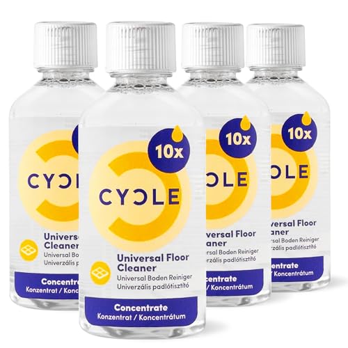 CYCLE Bodenreiniger Konzentrat 4 x 50 ml – Bodenputzmittel mit 100% natürlichen Inhaltsstoffen – Veganes Putzmittel für streifenfreie Böden, Fliesen & Laminat – Nachfüllpack für 2 l Reiniger