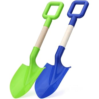 Childrens Beach Sand Shovels 40 cm/16 Inch Child Beach Shovels Spade Spoon with Durable Wooden Handle ABS Garden Tool Set for Sand Backyard Summer Sandbox 2 Pieces