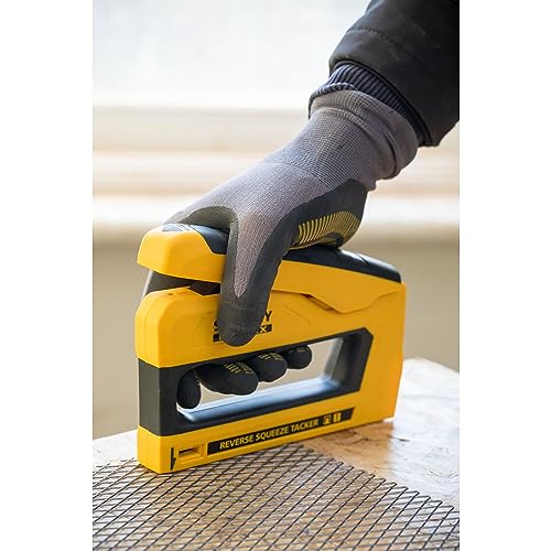 Stanley FatMax Reverse Squeeze Tacker (mit Sichtfenster am Klammerfach, Unterlademagazin, flexible Druckeinstellung, kompatibel mit Klammern (G 6-14 mm) und Nägeln (18GA 12, 15 mm)), FMHT0-80551