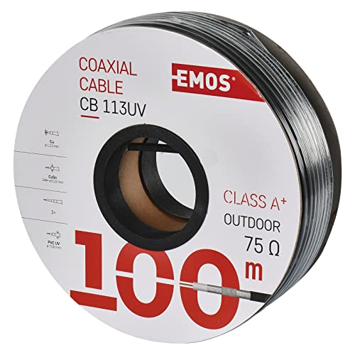 Câble coaxial Emos CB113UV noir 100m bobine antenne télévision satellite