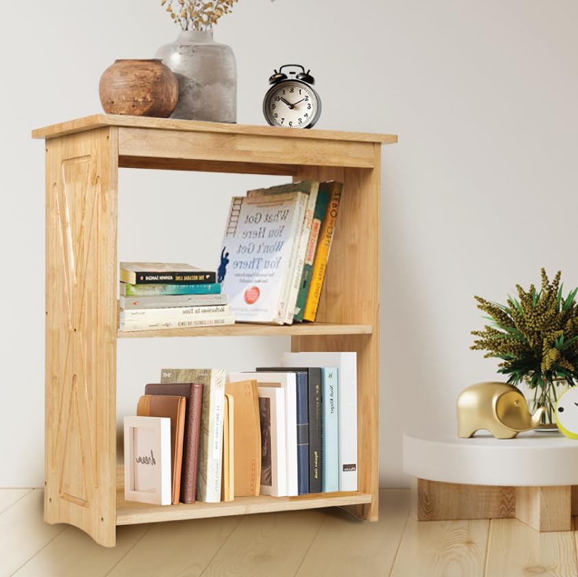 Image of Rustic Bedside Table with Storage Shelf, Wood End Table for Bedroom & Living Room, Narrow Farmhouse Side Table, Modern Nightstand for Bedroom, Living Room and Office (Natural)