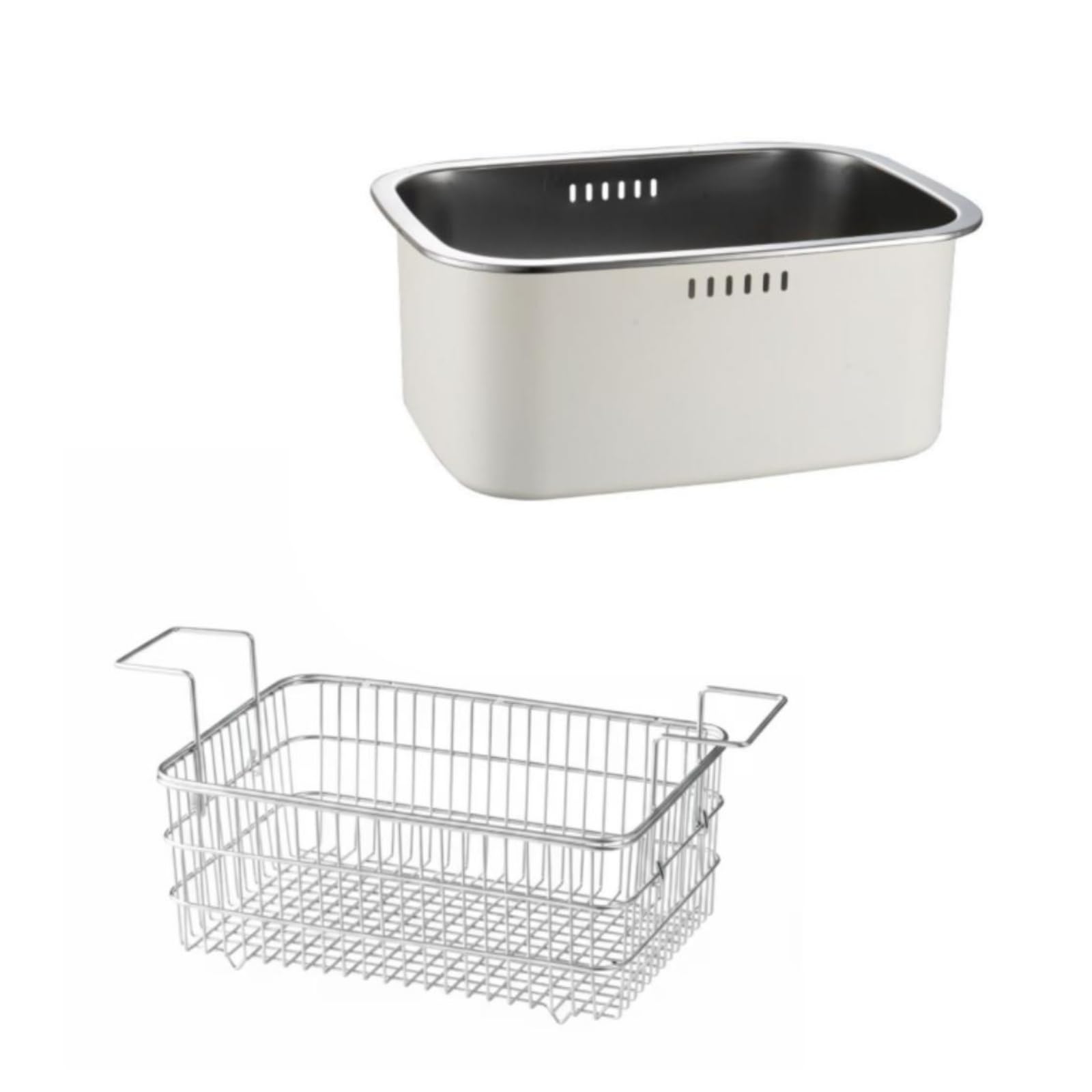 Edelstahl Seiher Abtropfbecken Spülschüssel Küchenbecken mit Drainageschlitzen Und Glatten Ecken aus 304 für Küche Wohnmobil Outdoor Kochen, Array, Ins白, 日式