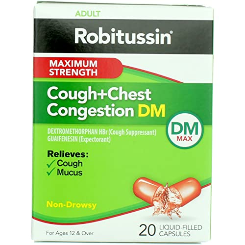 Robitussin Cough + Chest Congestion DM Liquid-Filled Capsules Maximum Strength - 20 ct, Pack of 4