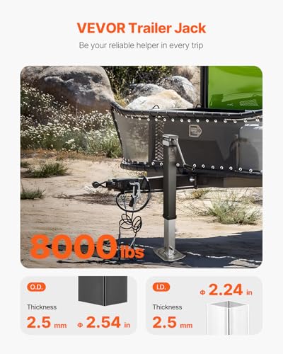 Image of VEVOR 8000lbs Heavy-Duty Square Direct Weld on RV Jack, 15-1 /4 Inches Lift, Adjustable Drop Leg, for Lifting RV, Horse, Utility, Yacht Trailers, TJD-7000S
