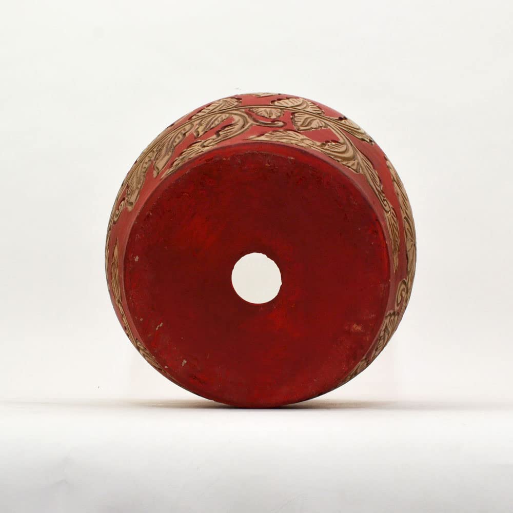 Amazon.co.jp: カラーテラコッタ鉢 レッド 花柄 タイ製 (L) : DIY