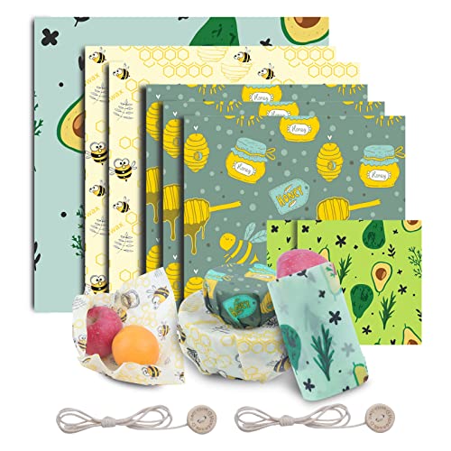 Bienenwachstücher wachstücher, 8er Set – Bio Wickeltücher aus Bienenwachs Umweltfreundlich Bienenwachstuch Wachstücher groß Beeswax wrap Wiederverwendbar bienenwachsbeutel für brot