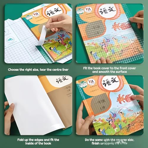 Image of Transparent Paper Book Cover - 30 Pcs Self Adhesive Waterproof Clear Protective Sheets - Easy Peel & Stick Book Covers for School, College & Office Use (Transparent)