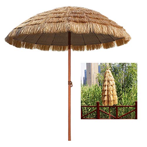 YYQ SHOP Parasol de Balcon Ombrelle Couvert avec Rafia Léger Hydrofuge Parasol Paille Portable Naturel ø145cm pour Café Jardin Sport,Protection Solaire Rond Cover