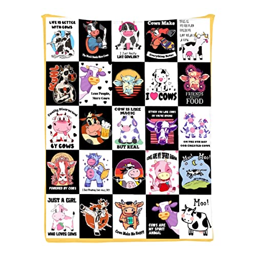 Ottoy Cows Super Soft Micro Fleece Blankets Quilt Plush Lightweight Dual-Sided Decorative Couch, Sofa, Travel, Lap, Bed Throw Blanket,60