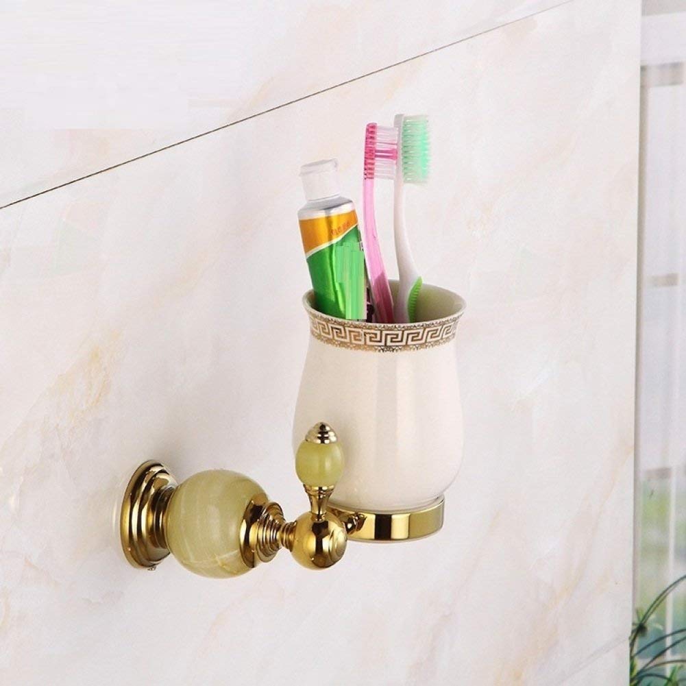 Tasse de brosse à dents vintage en céramique et jade pour déco rétro