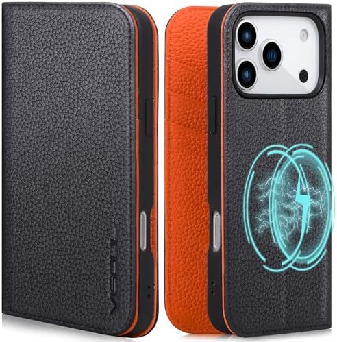 VISOUL Pebbled Leather Wallet Case for iPhone 17 Pro 6.3” 2025, G...