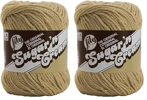 Image of Lily Sugar 'N Cream The Original Solid Yarn, 2.5oz, Medium 4 Gauge, 100% Cotton - Jute - Machine Wash & Dry (Pack of 2)