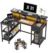 Amazon.co.jp: Alebert デスク 机 L字デスク パソコンデスク 幅107cm