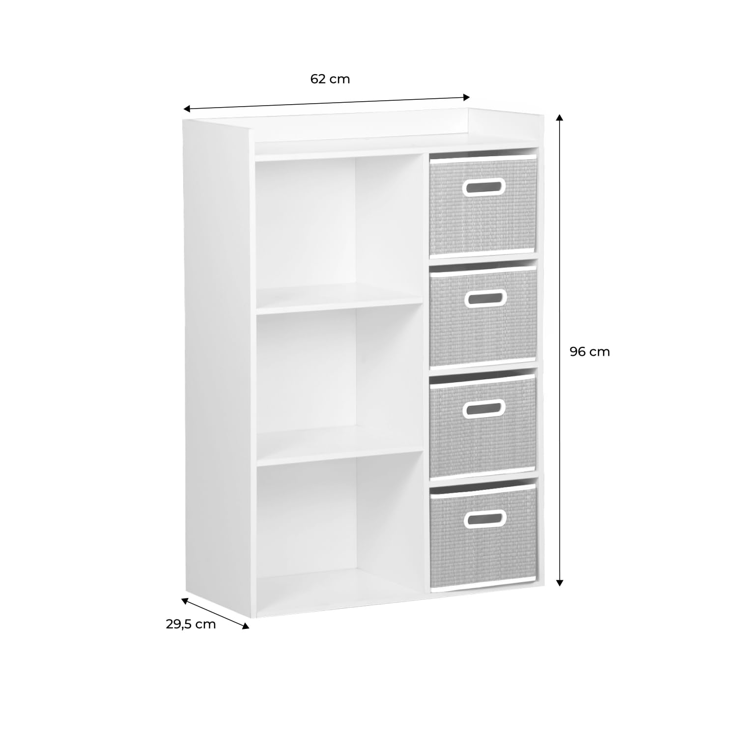 sweeek - Meuble de Rangement pour Enfant avec 7 Compartiments et 4 paniers Fibre Naturelle