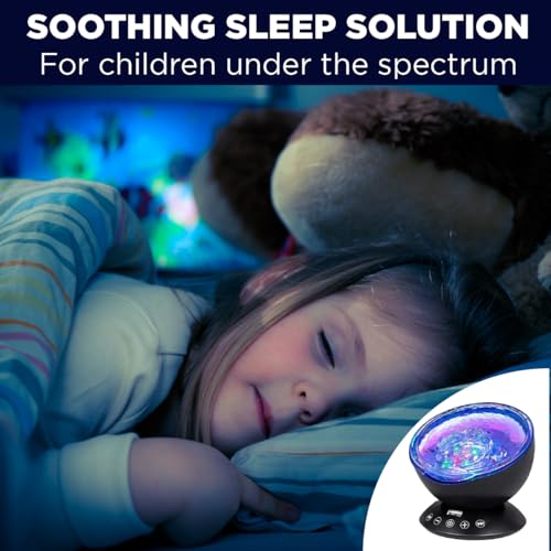 Bright Autism Calming Sensory Sea Lamp - Night Light Projector for Kids, 7 Light Modes, Color Changing Music Player, Nature Relaxation Sounds - Image 4