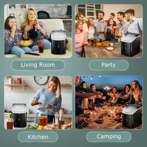 Xbeauty Nugget Ice Maker-Ice Maker Nugget Up To 35Lbs Of Ice A Day With Self-Cleaning,Stainless Steel,Removable Ice Basket&Scoop For Home/Kitchen/Office/Party,Stainless Steel Black #TOP6