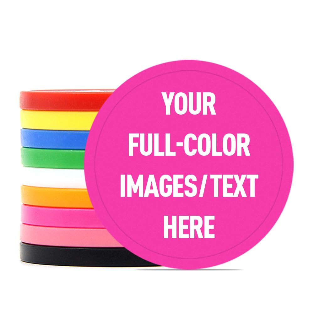 40mm Custom Plastic Bar Tokens, Full-Color Print Your Personalized Photo and Text on Chips, for Drink Tokens, Poker Game and Board Game (Rose Red)