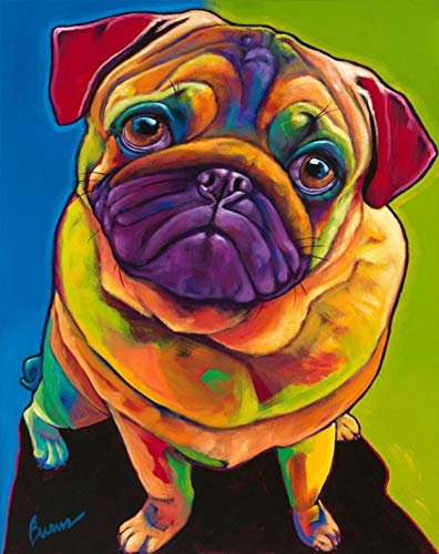 New 5D Diamond Painting Kits for Adults Kids, Awesocrafts Dog Colorful Pug Partial Drill DIY Diamond Art Embroidery Paint by Numbers with Diamonds (Dog)