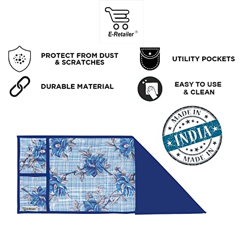Image of Polyester 3-Layered Microwave Oven Top Cover With 4 Utility Pockets Suitable for Upto 30 Liter (Color- Blue, Size-36x14 Inches)
