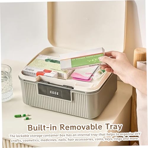 Boîte de rangement verrouillable à code 26cm coffret sécurisé bureau maison cuisine - 3