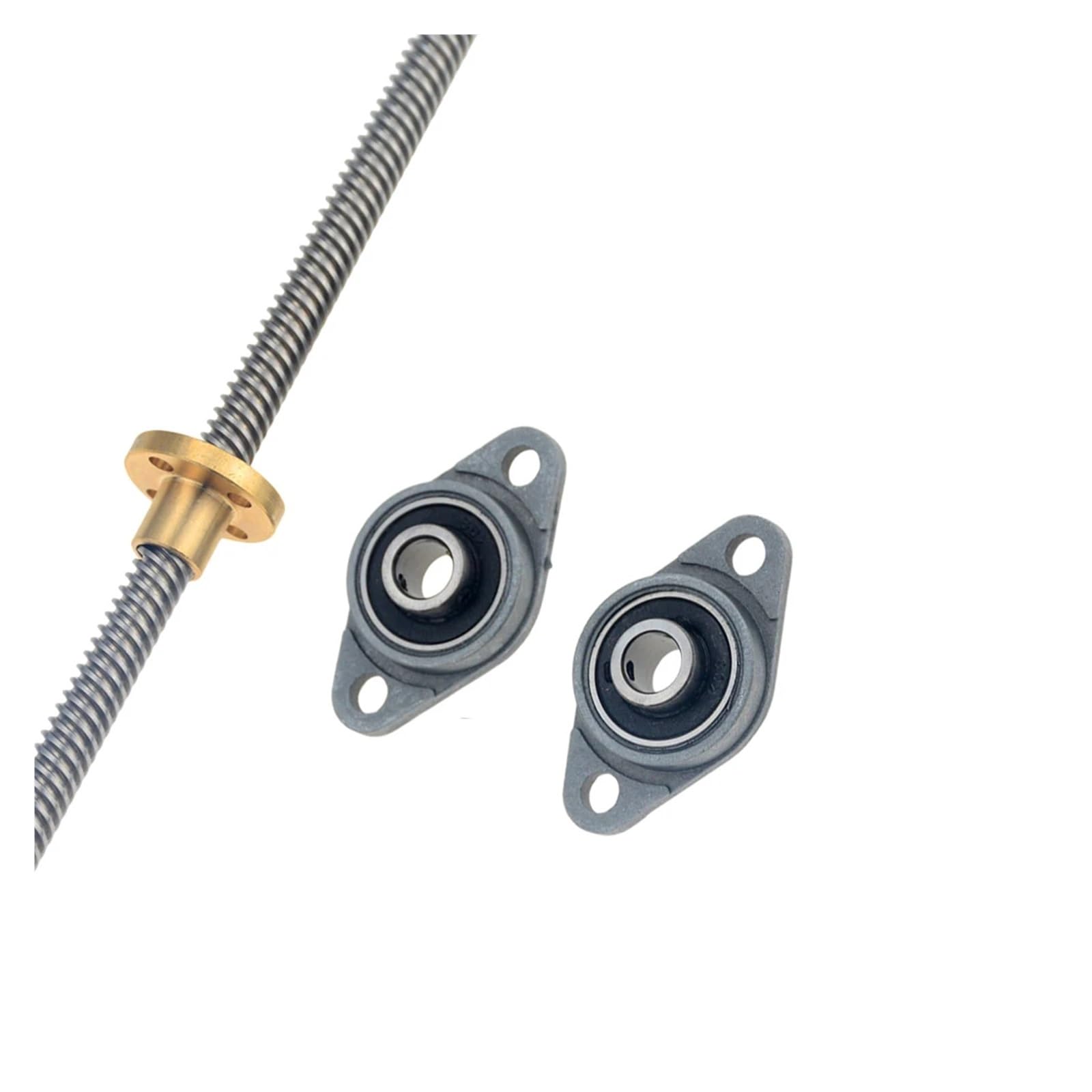 T8 Memimpin 2Mm/8Mm 100-1200Mm Nakrętka Memimpin Sekrup + Obudowa nakrętki KFL08 Zestaw Memimpin Sekrup Dengan D19L25 5 * 8Mm sprzęgło do drukarki 3D Bagian,Wkręty precyzyjne(Pitch 2mm Lead